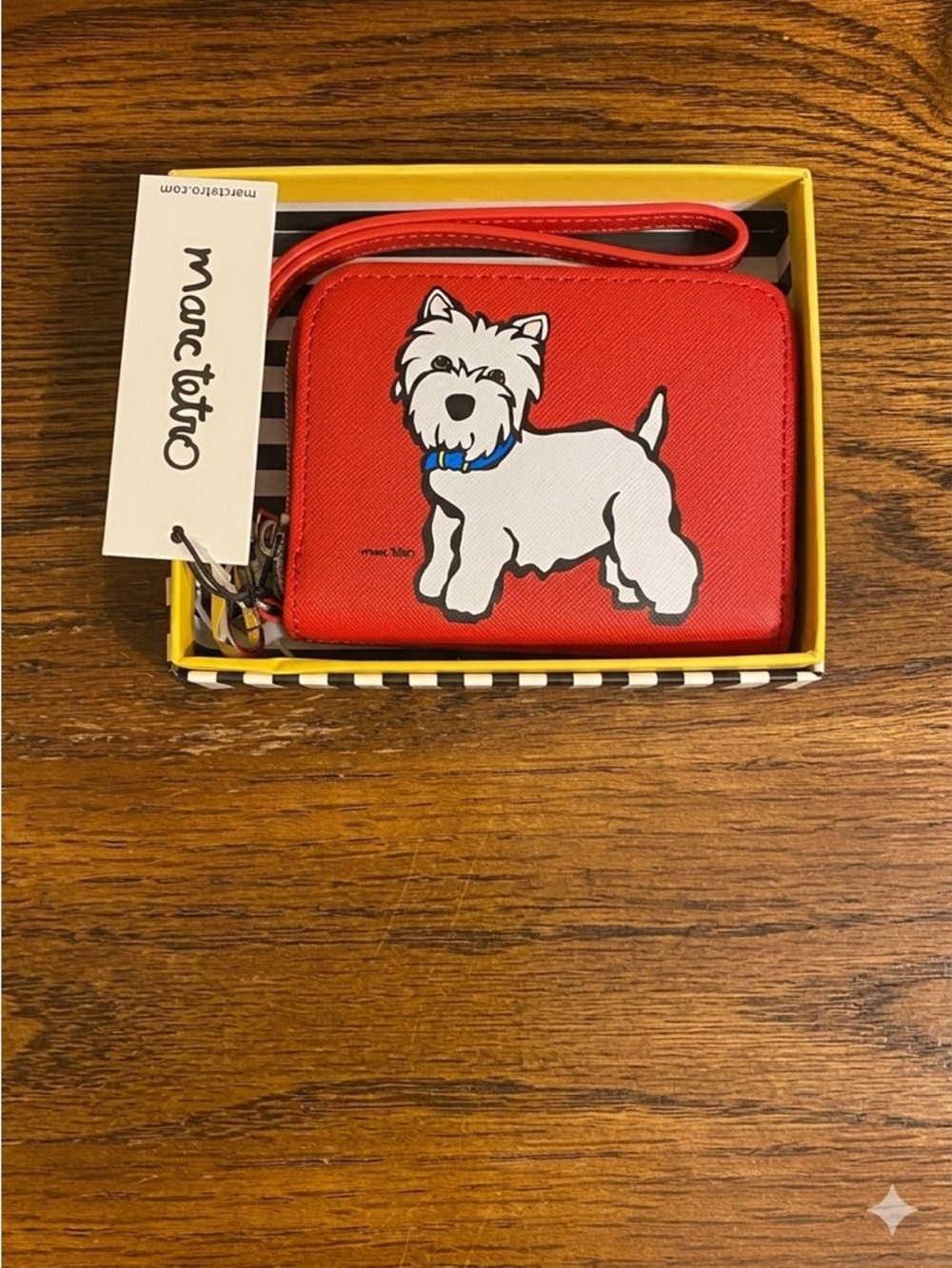 Marc Tetro Westie Zip Around Wallet Wristlet Red PVC Dog Lover Gift NWT